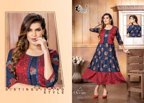 Kinti Black Ocean Vol 10 Rayon Designer Long Kurti Collection